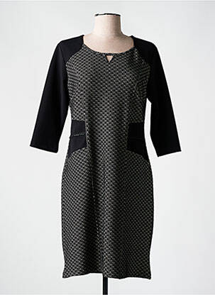 Rochie midi croială cambrată mâneci 3/4 negru HALOGENE femme