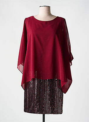 Rochie scurtă croială fluidă mâneci 3/4 roșu ESPERANCE femeie