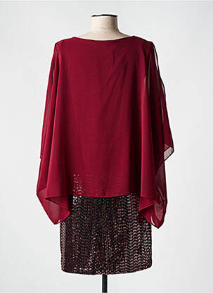 Rochie scurtă croială fluidă mâneci 3/4 roșu ESPERANCE femeie