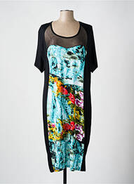 Rochie midi imprimeu fantezie mâneci scurte negru DEOMINO femeie