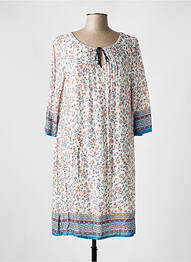 Rochie midi imprimeu floral mâneci scurte albastru REVER MILE femeie