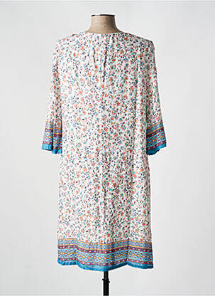 Rochie midi imprimeu floral mâneci scurte albastru REVER MILE femeie