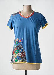 Tricou guler în v mâneci scurte albastru S.QUISE femme
