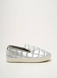 Papuci/pantofi de casă țesătură satinată vârf rotund argintiu SOUTS unisex