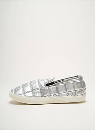 Papuci/pantofi de casă țesătură satinată vârf rotund argintiu SOUTS unisex