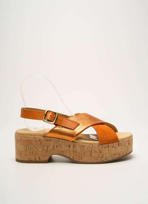 Sandale/pantofi decupați semi compensat toc de 4 la 6 cm portocaliu MKD femme