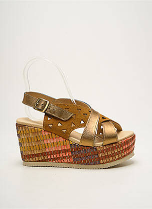 Sandale/pantofi decupați material neted toc de 7 la 9 cm maro MKD femme