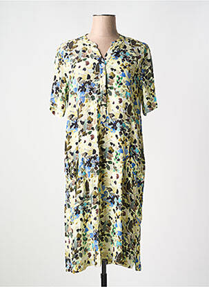 Rochie midi imprimeu floral mâneci scurte galben SIGNATURE femeie