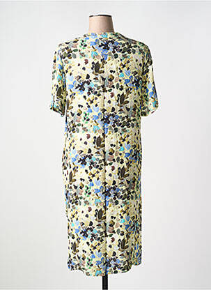Rochie midi imprimeu floral mâneci scurte galben SIGNATURE femeie