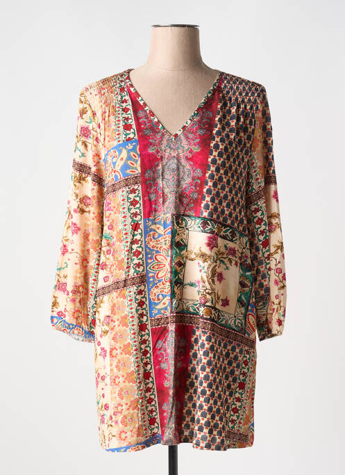 Tunică mâneci lungi bej SOPHIA CURVY femeie