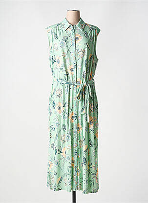 Rochie lungă imprimeu floral fără mâneci verde YESTA femeie