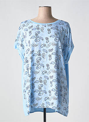 Tricou croială dreaptă mâneci scurte albastru YESTA femeie