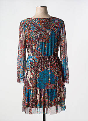 Rochie midi croială fluidă mâneci lungi albastru COULEURS DU TEMPS femeie