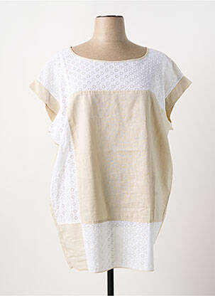 Tunică mâneci scurte bej SOPHIA CURVY femeie