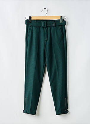 Pantalon drept închidere cu fermoar sub clapetă cu nasturi mărime normală verde FREEMAN T.PORTER femeie