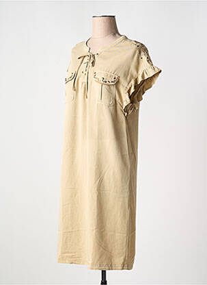 Rochie midi mâneci scurte mâneci scurte bej CREAM femeie