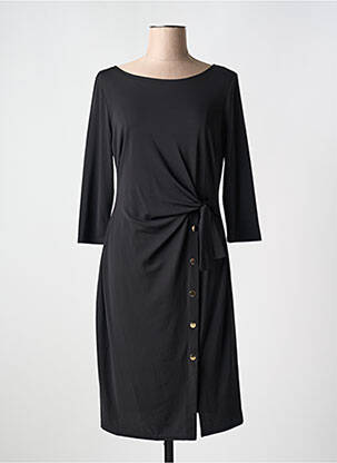 Rochie lungă țesătură crep mâneci 3/4 negru LILOO femeie