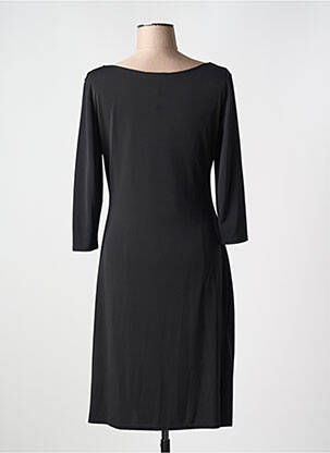 Rochie lungă țesătură crep mâneci 3/4 negru LILOO femeie