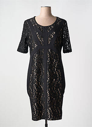 Rochie midi imprimeu fantezie mâneci scurte negru FRANSA femeie