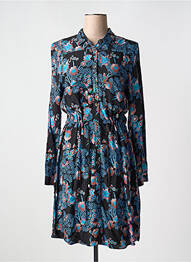 Rochie midi imprimeu floral mâneci lungi albastru EVA KAYAN femme