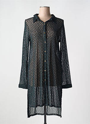 Rochie midi imprimeu fantezie mâneci lungi verde 3322 femeie