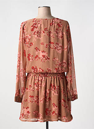Rochie midi imprimeu floral mâneci lungi maro ICHI femeie