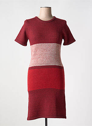 Rochie pulover guler rotund mâneci scurte roșu LAVAND femeie