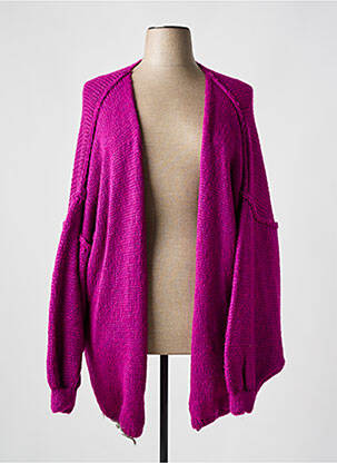 Vestă cu mâneci lungi tricotaj din plasă violet TRICOT STATION femeie