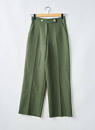 Pantalon drept închidere cu fermoar sub clapetă cu nasturi verde CHARMING GIRL BY SILIA femeie