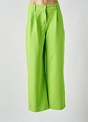 Pantalon larg închidere cu fermoar sub clapetă cu nasturi talie înaltă verde K femeie