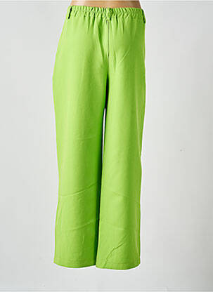 Pantalon larg închidere cu fermoar sub clapetă cu nasturi talie înaltă verde K femeie
