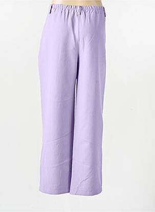 Pantalon larg închidere cu fermoar sub clapetă cu nasturi talie înaltă violet K femeie