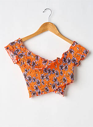 Top elasticitate mâneci scurte portocalie TOPSHOP femeie