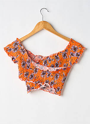 Top elasticitate mâneci scurte portocalie TOPSHOP femeie