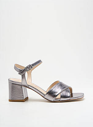 Sandale/pantofi decupați țesătură satinată toc de 4 la 6 cm argintiu ROSEMETAL femeie