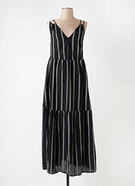 Rochie lungă țesătură poplin fără mâneci negru FOR EVER femeie