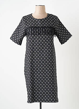 Rochie midi imprimeu fantezie mâneci scurte negru LA FEE MARABOUTEE femeie