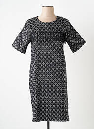 Rochie midi imprimeu fantezie mâneci scurte negru LA FEE MARABOUTEE femme