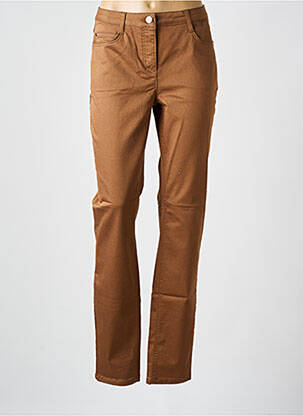 Pantalon slim țesătură poplin mărime normală maro BRANDTEX femeie