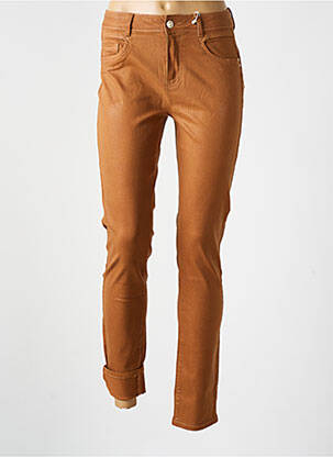 Pantalon slim țesătură acoperită mărime normală maro C'EST BEAU LA VIE femeie