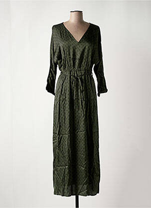 Rochie lungă imprimeu fantezie mâneci 3/4 verde GRACE & MILA femeie