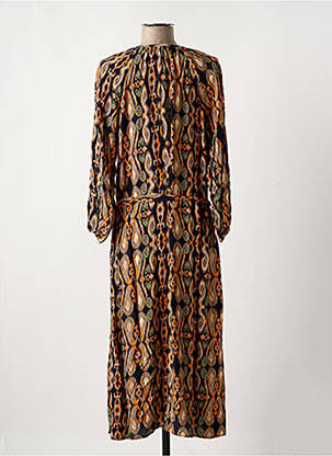 Rochie lungă imprimeu fantezie mâneci 3/4 portocalie GEISHA femeie