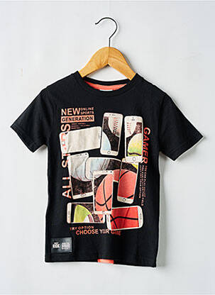 Tricou serigrafie flockată mâneci scurte negru BOBOLI băiat