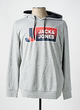 Pulover guler în v mâneci lungi gri JACK & JONES bărbat