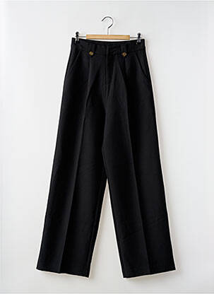 Pantalon larg țesătură poplin mărime normală negru GRACE & MILA femeie