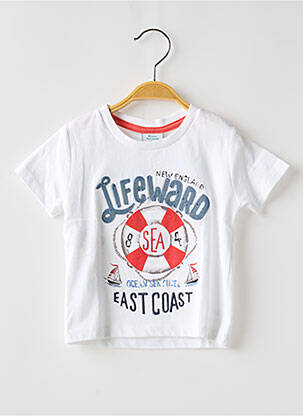 Tricou croială dreaptă mâneci scurte alb BOBOLI băiat