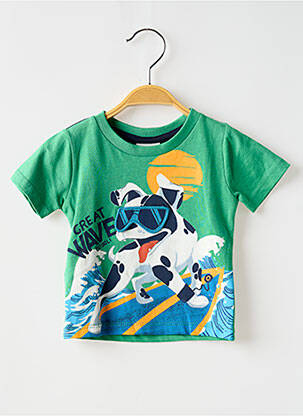 Tricou croială dreaptă mâneci scurte verde BOBOLI băiat