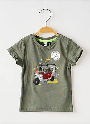 Tricou croială dreaptă mâneci scurte verde 3 POMMES băiat