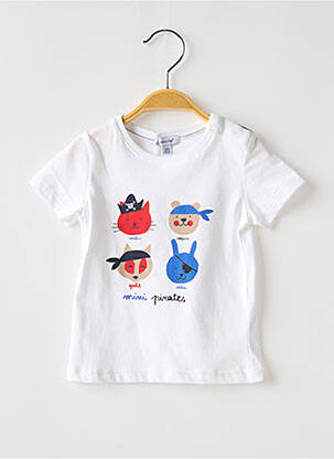 Tricou croială dreaptă mâneci scurte alb ABSORBA băiat