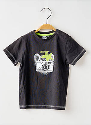 Tricou croială dreaptă mâneci scurte negru 3 POMMES băiat